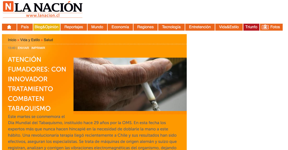 DIARIO LA NACIÓN.CL ABORDÓ EL PROCESO DE NUESTRO TRATAMIENTO ANTITABAQUISMO