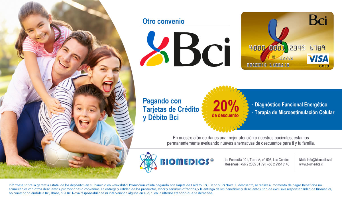 ¿Quieres obtener descuento en Biomedics con tu tarjeta BCI?